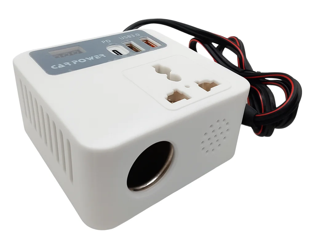 Автомобільний інвертор 12В у 220В: компактний перетворювач з USB-C та дисплеєм | Купити з доставкою