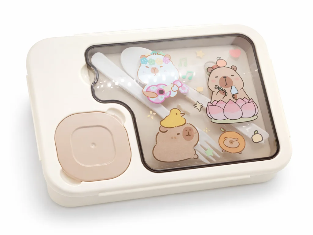 Ланчбокс с ложкой и вилкой размеры 15,2*21,5*6,5 см