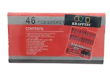 Набір інструментів KRAFFTEC 46 предметів (набір головок та біт 1/4")