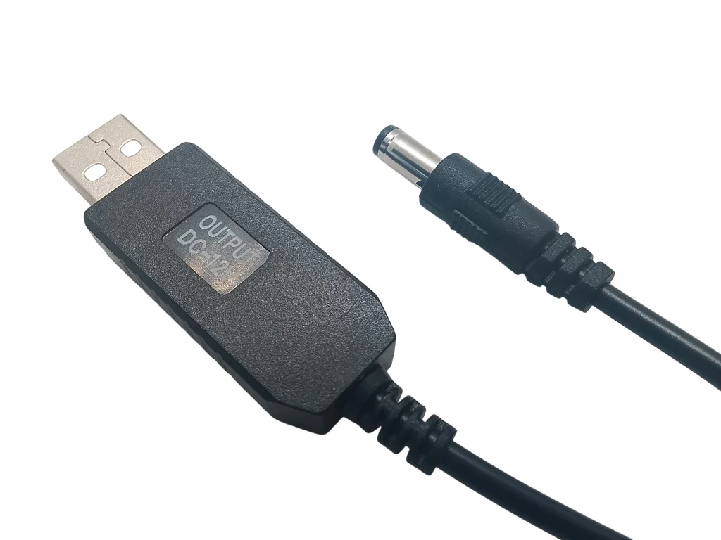 USB кабель живлення 5V → 12V з роз’ємом 2.1×5.5 мм